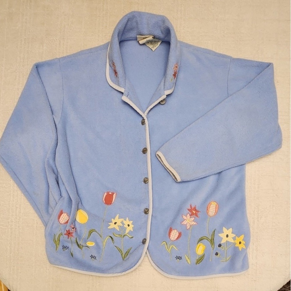 Vtg‎ Northern Reflections Jacket Fleece Button Up Cottage Garden Womens Size L